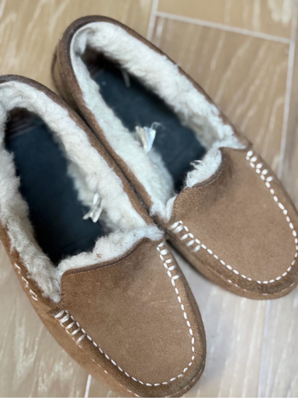 UGG Chestnut Brown Shearling Lined Moccasin Slippers